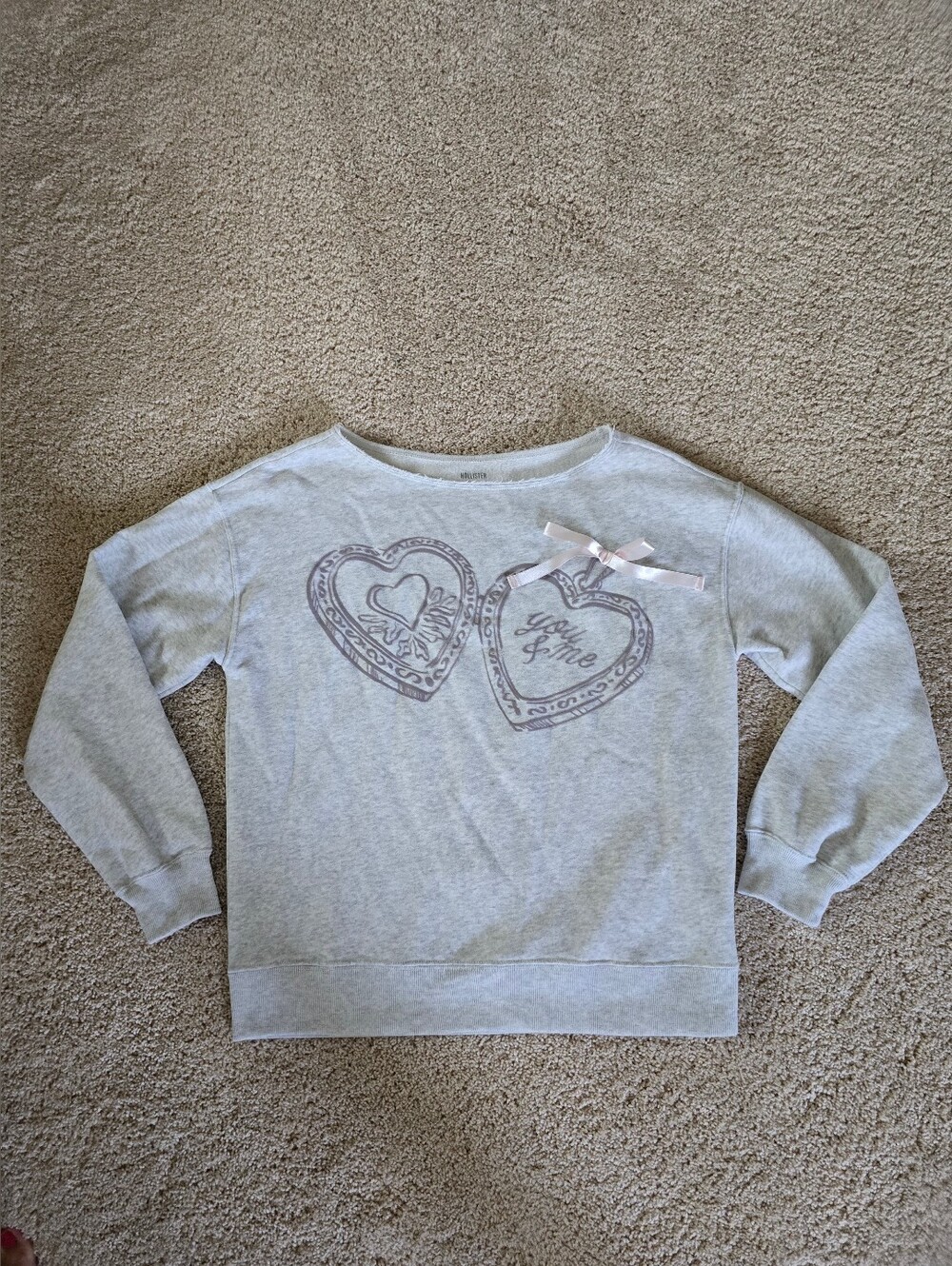 Hollister XXS gray Oversized Off The Shoulder Sweatshirt